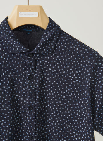 Patrick Assaraf All Over Print Button Front Shirt - Midnight