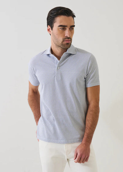 Patrick Assaraf SS  Micro Geo Print Polo - Blue Bell