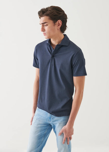 Patrick Assaraf SS Neat Print Polo - Midnight