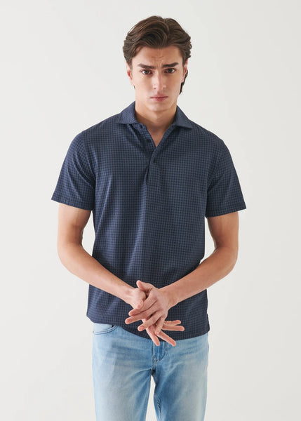 Patrick Assaraf SS Neat Print Polo - Midnight