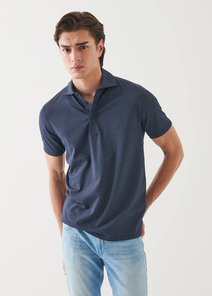 Patrick Assaraf SS Neat Print Polo - Midnight