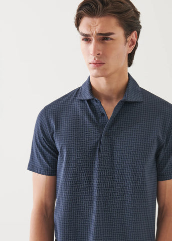 Patrick Assaraf SS Neat Print Polo - Midnight