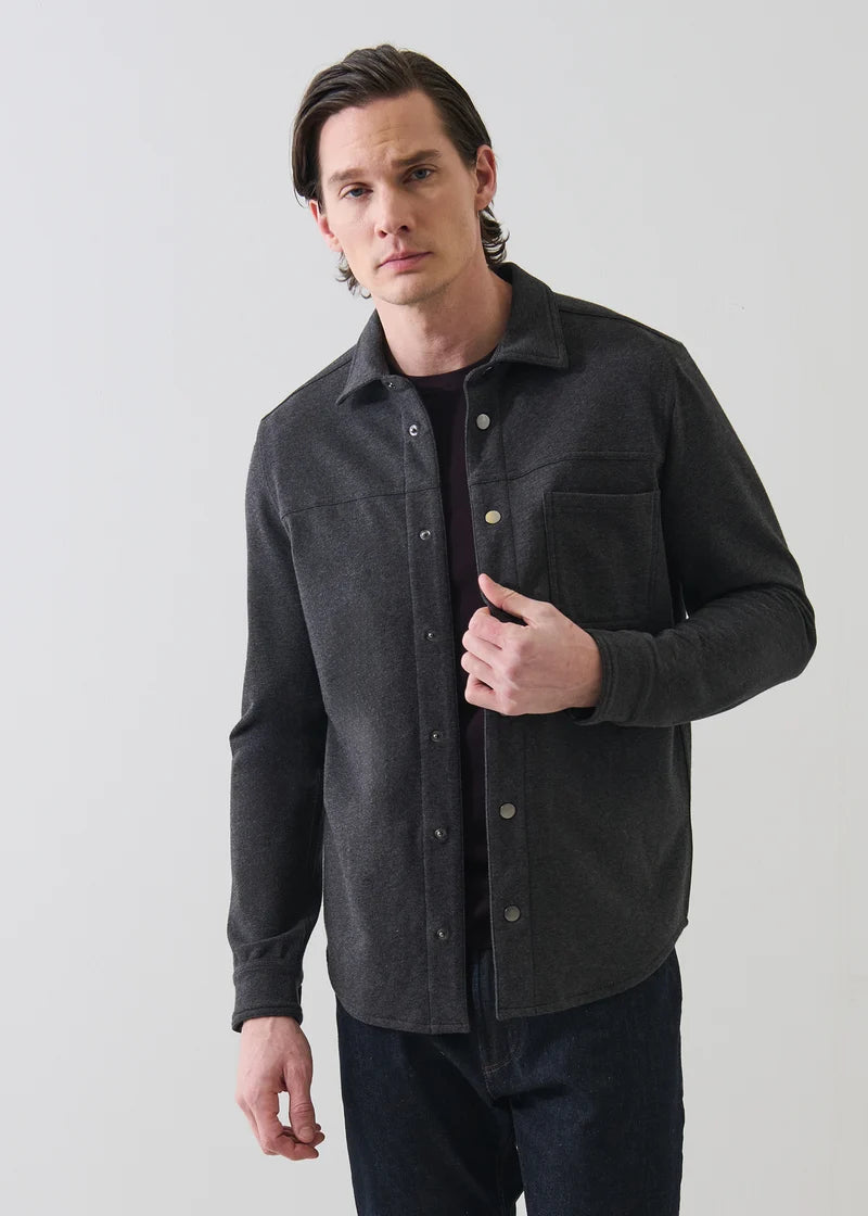Patrick Assaraf LS Snap Front French Terry Shirt Jacket - Pirate