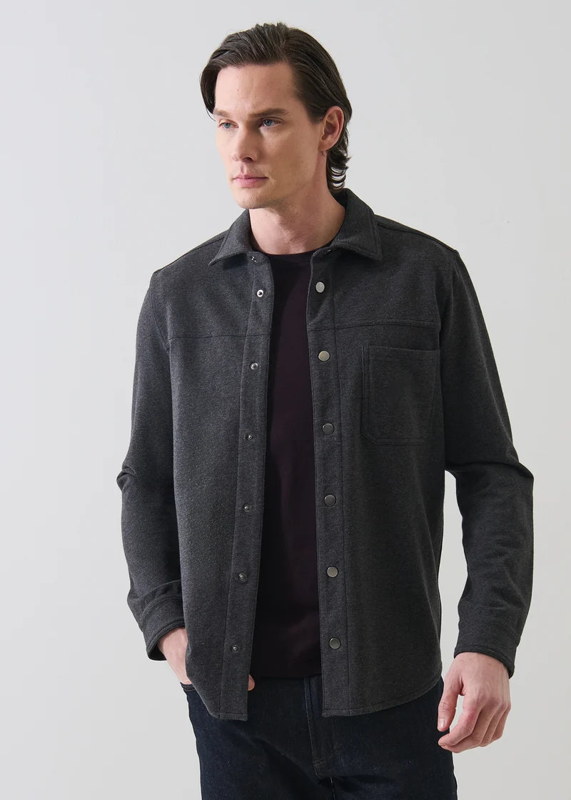 Patrick Assaraf LS Snap Front French Terry Shirt Jacket - Pirate
