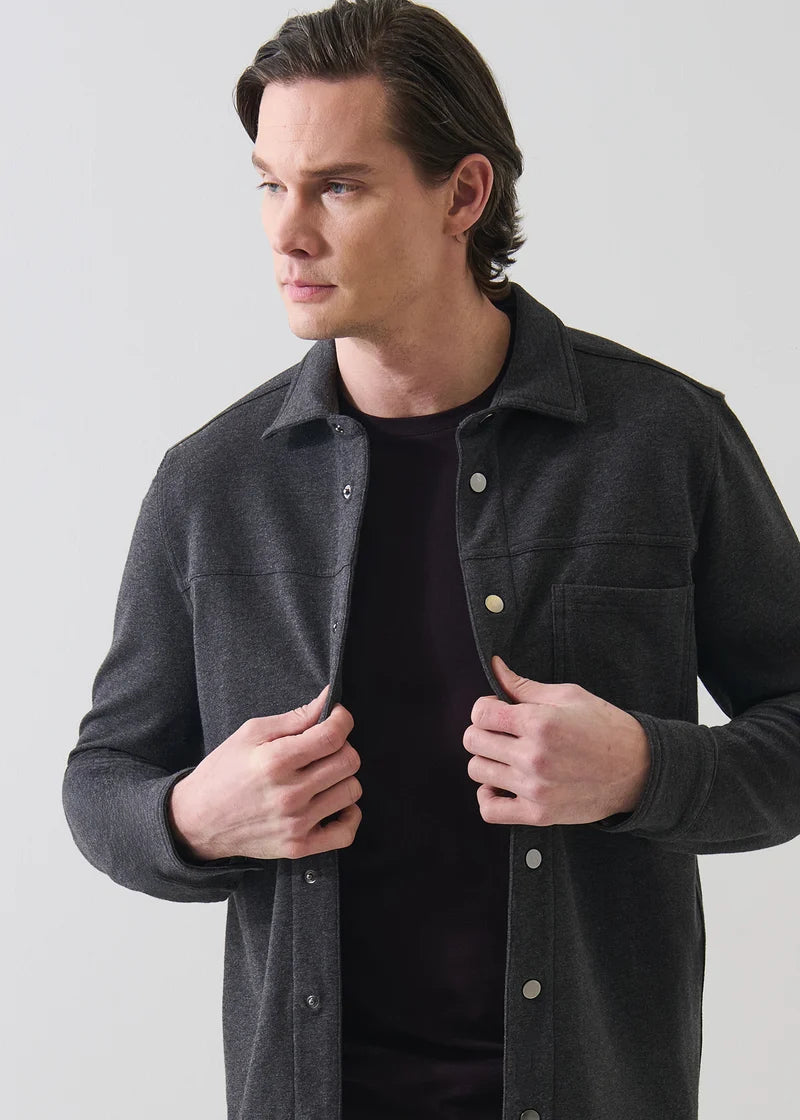 Patrick Assaraf LS Snap Front French Terry Shirt Jacket - Pirate
