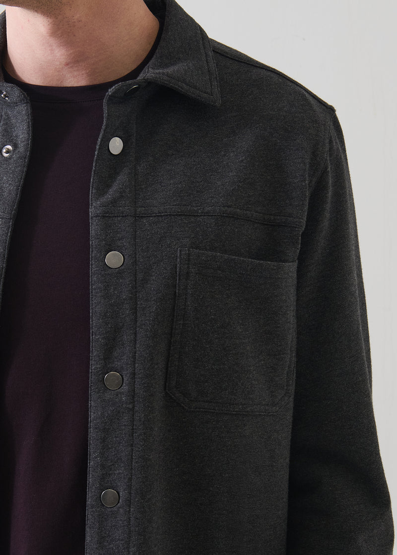 Patrick Assaraf LS Snap Front French Terry Shirt Jacket - Pirate