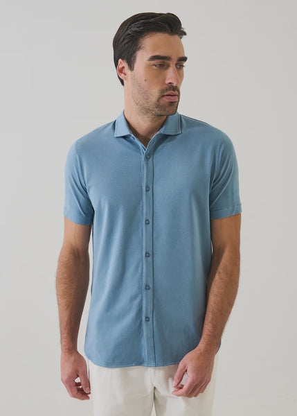 Patrick Assaraf Pima Cotton Button Front Shirt - Haze