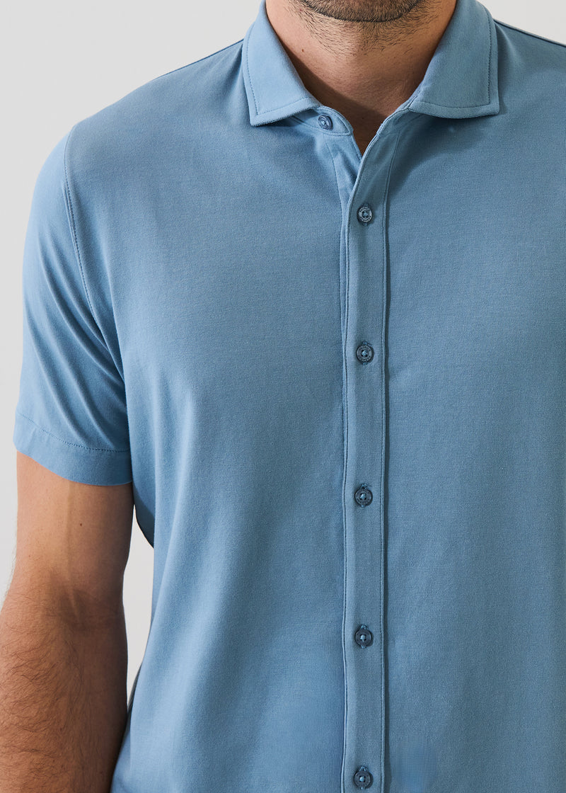 Patrick Assaraf Pima Cotton Button Front Shirt - Haze