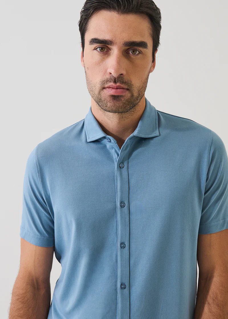Patrick Assaraf Pima Cotton Button Front Shirt - Haze