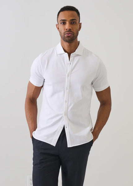Patrick Assaraf Pima Cotton Button Front Shirt - White