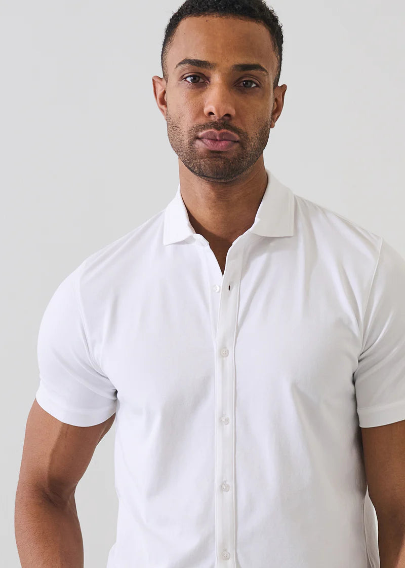 Patrick Assaraf Pima Cotton Button Front Shirt - White