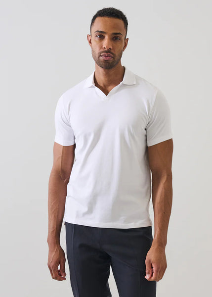 Patrick Assaraf Pima Cotton Stretch Open Polo - White