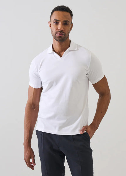 Patrick Assaraf Pima Cotton Stretch Open Polo - White