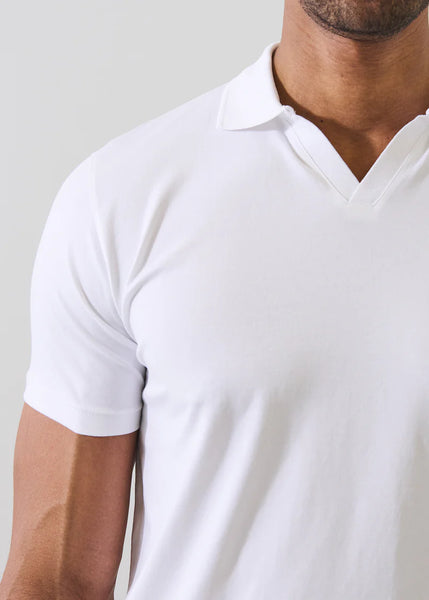 Patrick Assaraf Pima Cotton Stretch Open Polo - White