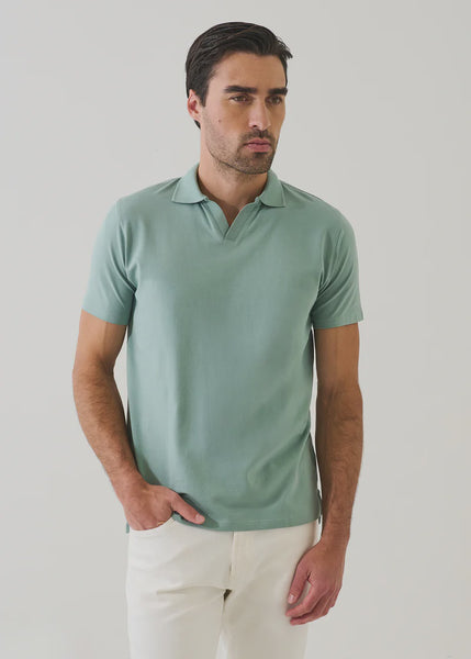 Patrick Assaraf Pima Cotton Stretch Open Polo - Washed Green