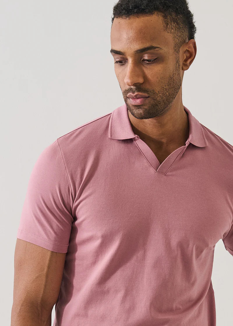 Patrick Assaraf Pima Cotton Stretch Open Polo - Dusty Pink