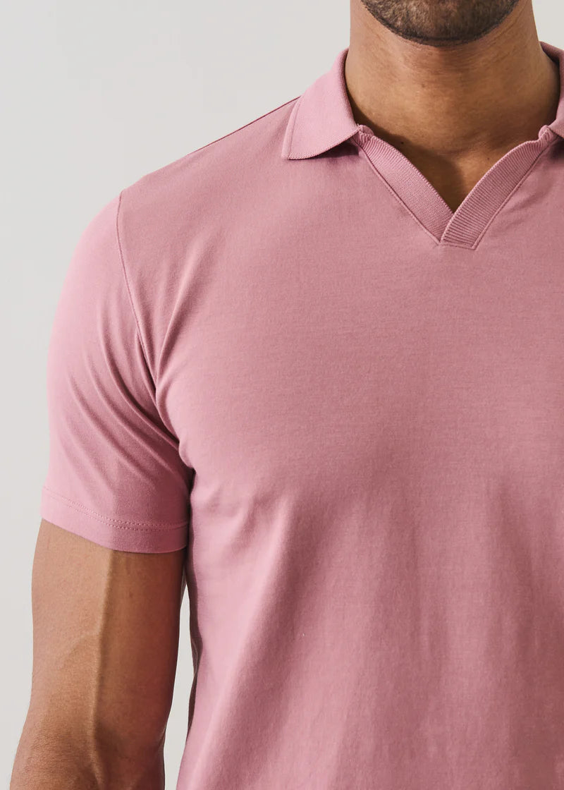 Patrick Assaraf Pima Cotton Stretch Open Polo - Dusty Pink