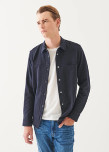 Patrick Assaraf French Terry Overdye Snap Front Shirt - Asteroid
