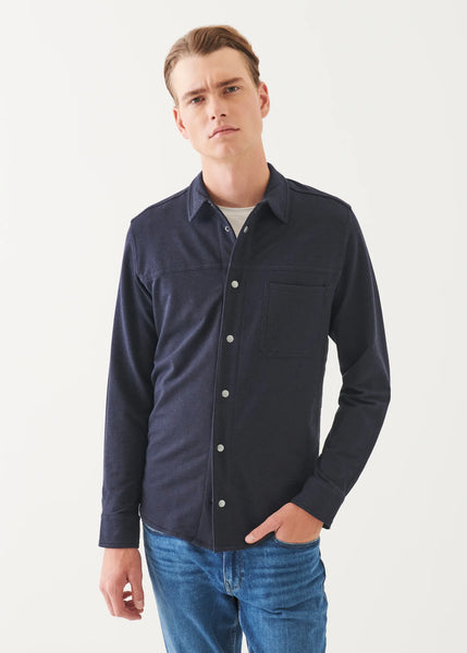 Patrick Assaraf French Terry Overdye Snap Front Shirt - Asteroid