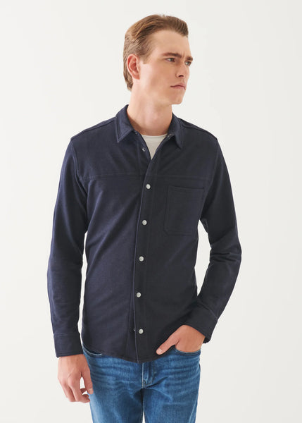 Patrick Assaraf French Terry Overdye Snap Front Shirt - Asteroid