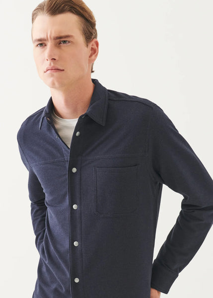Patrick Assaraf French Terry Overdye Snap Front Shirt - Asteroid