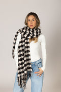 Lyla & Luxe Houndstooth Supersoft Scarf in Natural/Black/Camel