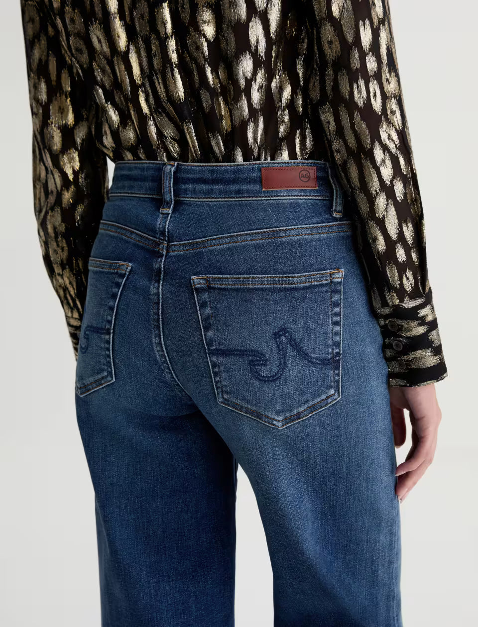 AG Saige Mid-Rise Wide Leg in 14 Years Bluegrass