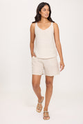 Pistache Linen Tank Top in Buff