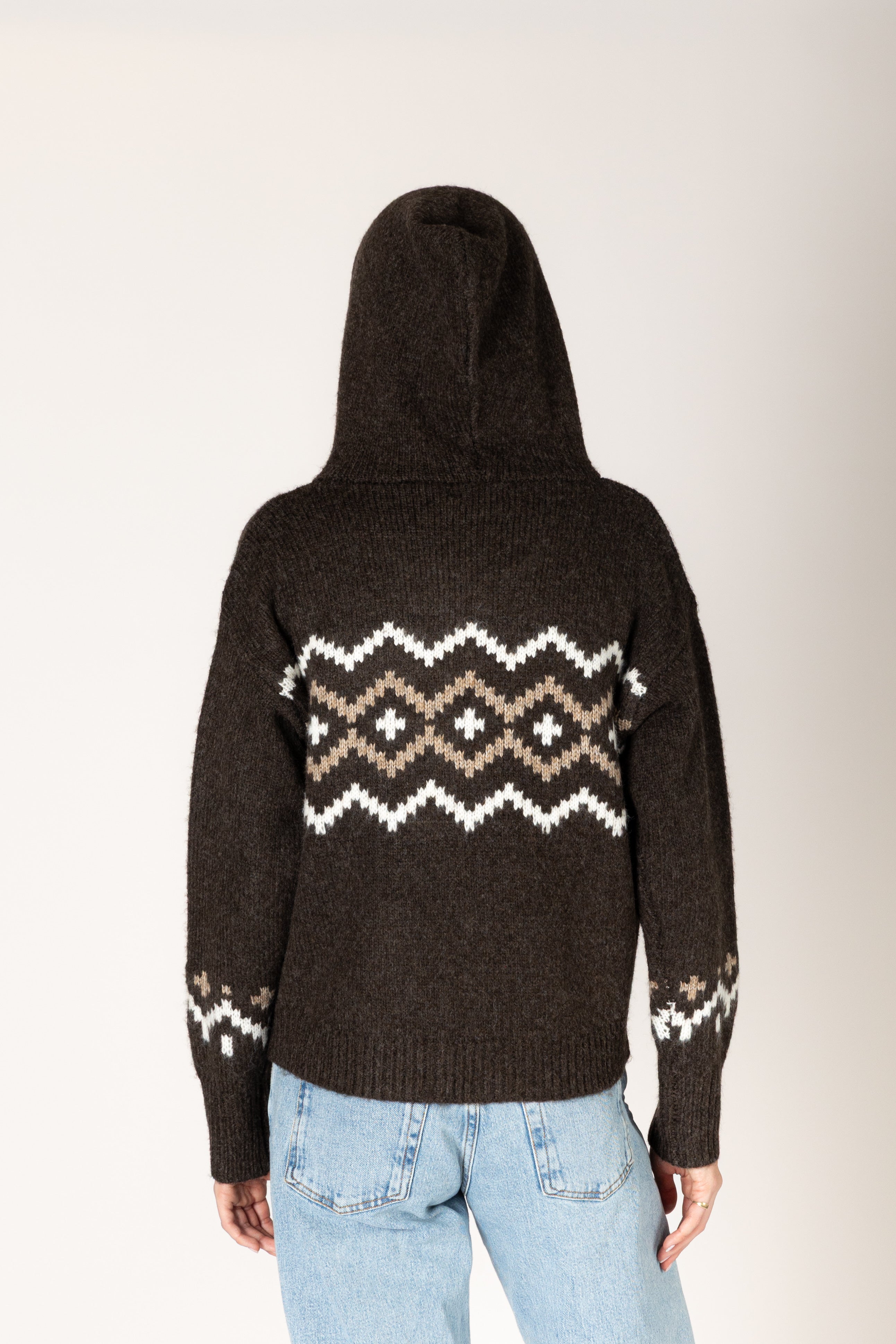 Lyla & Luxe Ranch Fair Isle Zip Hoodie in Ganache/Earth/Milky