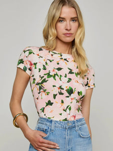 L'AGENCE Ressi Crew S/S Tee Pink Multi Magnolia Floral