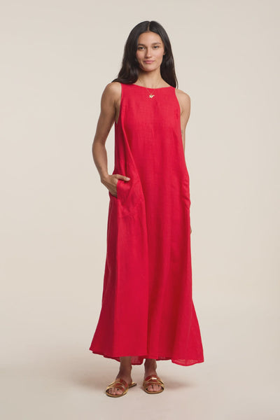 Velvet Reta Woven Linen Maxi Dress in Rio