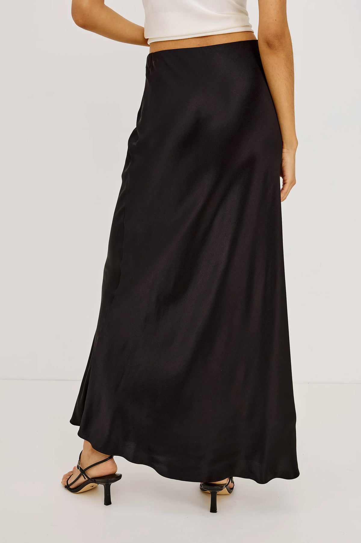 Rails Romina Bias Cut Satin Skirt in Black