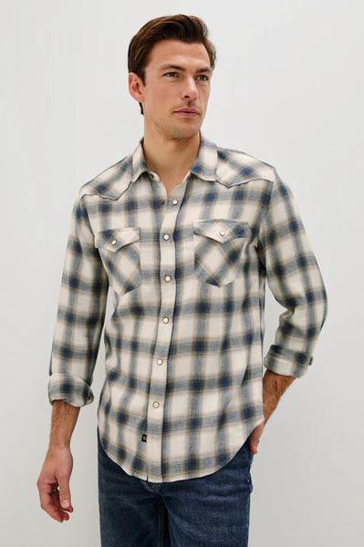 Rails Men's Roy Western Shirt - Wheat Marine Heather