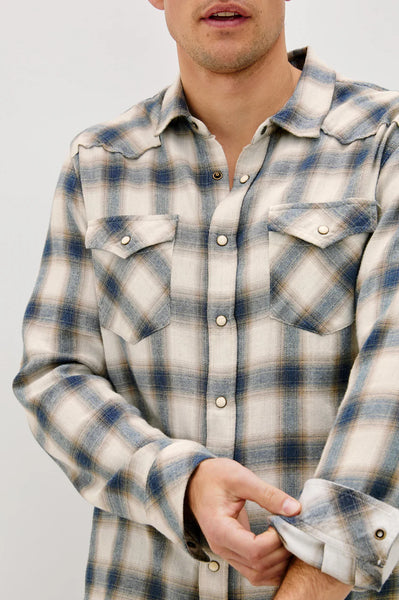 Rails Men's Roy Western Shirt - Wheat Marine Heather