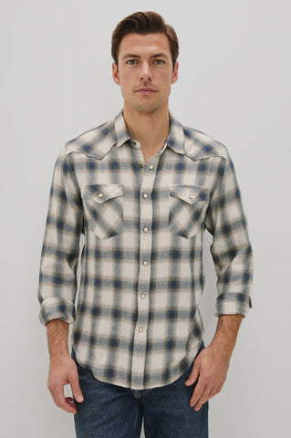 Rails Men's Roy Western Shirt - Wheat Marine Heather