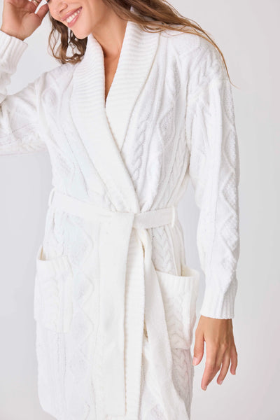 PJ Salvage Cozy Chenille Cable Knit Robe in Ivory