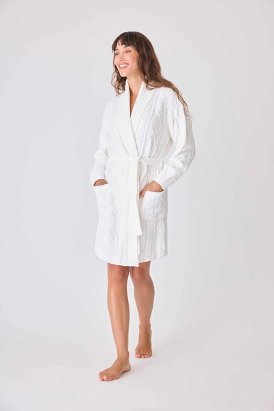 PJ Salvage Cozy Chenille Cable Knit Robe in Ivory