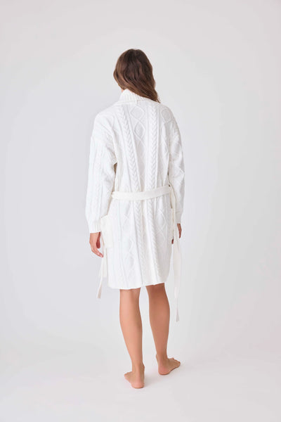 PJ Salvage Cozy Chenille Cable Knit Robe in Ivory