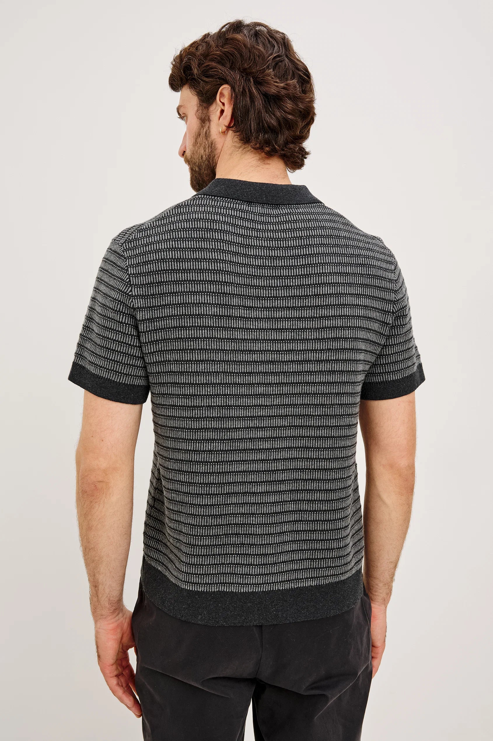 Rails Men's Rubin SS Button Front Shirt in Charcoal Black Stripe