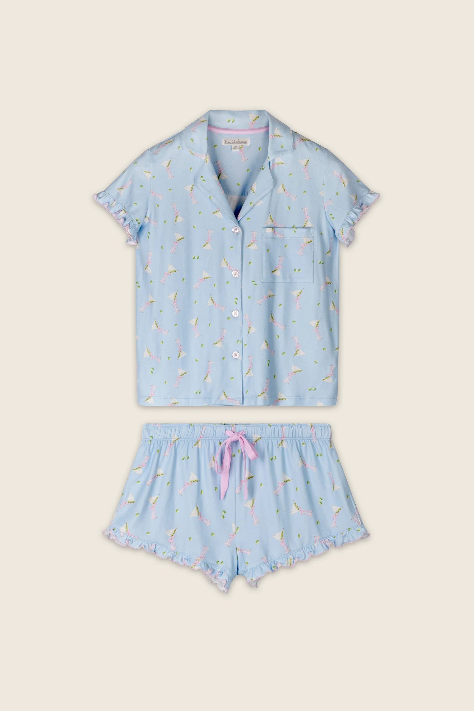 PJ Salvage Olive You PJ Short Set in Breeze