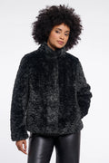 RINO & PELLE Kion Faux Fur Jacket with High Neck in Urban Teal