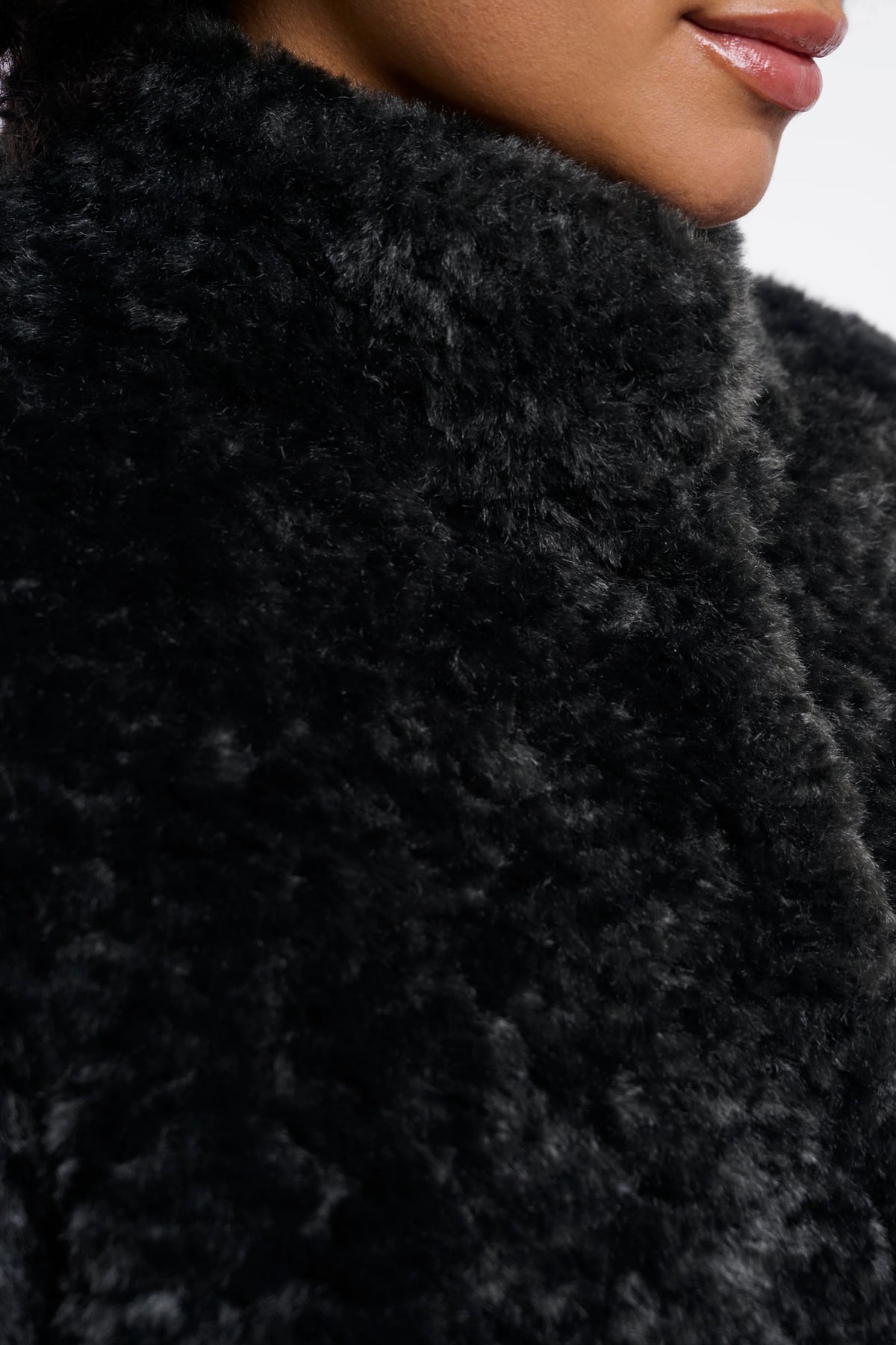 RINO & PELLE Kion Faux Fur Jacket with High Neck in Urban Teal