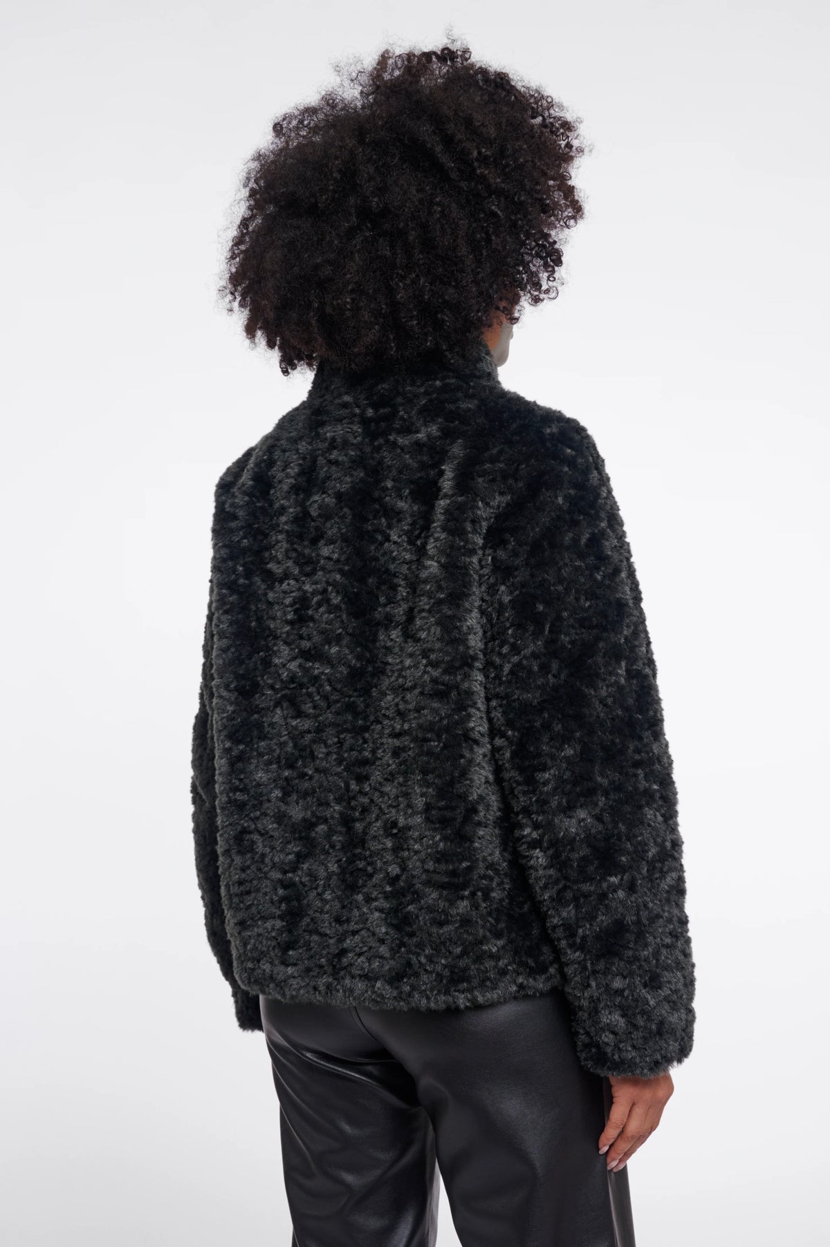 RINO & PELLE Kion Faux Fur Jacket with High Neck in Urban Teal