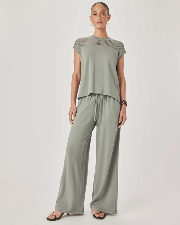 Splendid Jada Pointelle Sleeveless Top in Eucalyptus