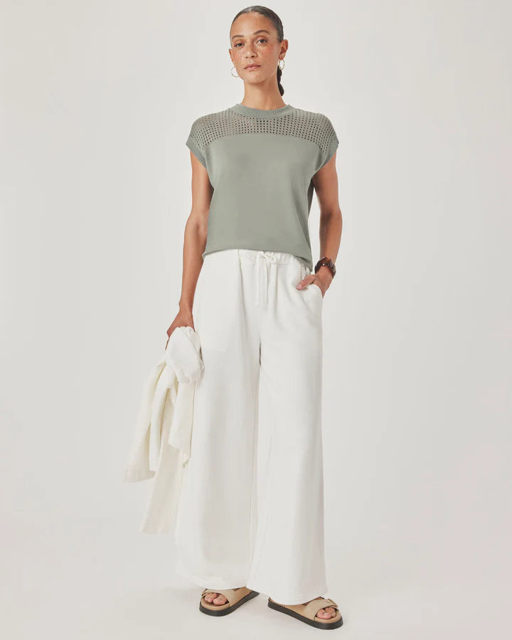 Splendid Jada Pointelle Sleeveless Top in Eucalyptus