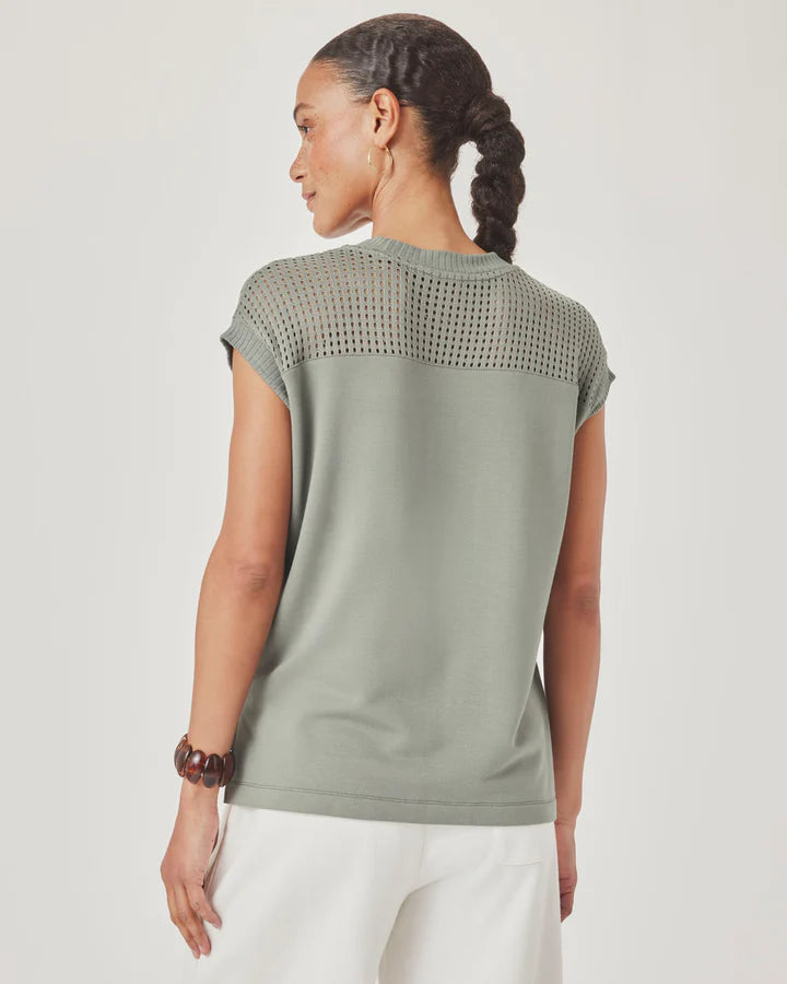 Splendid Jada Pointelle Sleeveless Top in Eucalyptus