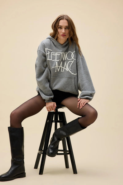 Daydreamer Fleetwood Mac Logo Oversized Hoodie in Heather Grey