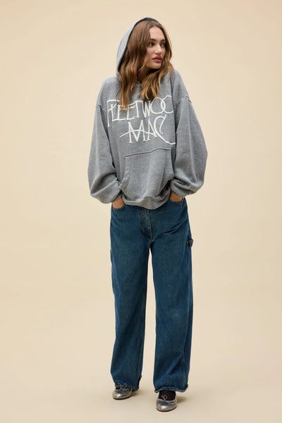 Daydreamer Fleetwood Mac Logo Oversized Hoodie in Heather Grey
