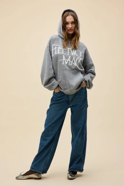 Daydreamer Fleetwood Mac Logo Oversized Hoodie in Heather Grey