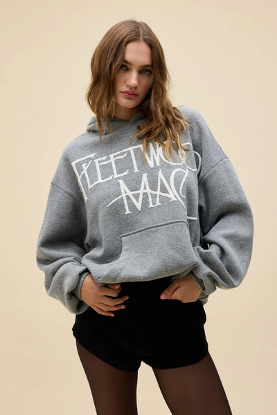 Daydreamer Fleetwood Mac Logo Oversized Hoodie in Heather Grey